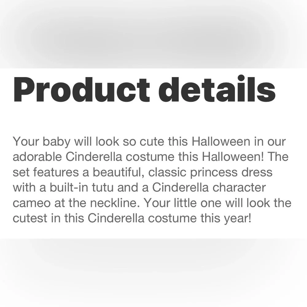 BABY DISNEY PRINCESS CINDERELLA COSTUME TUTU DRESS 12-18 MONTHS INFANT NEW